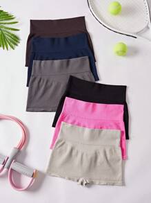Gameset SHEIN Sport Set de 6 pantalones cortos deportivos para mujer, shorts ultra cortos sexy, tejidos con alta elasticidad y comodidad - Multicolor - Ver 3