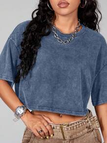 Coolane 预缩水洗棉短袖基本款 T 恤 - 藍色 - 查看 8