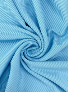 SHEIN LUNE Plus Size Water-Soluble Lace Trim Ribbed Camisole - Blue - View 5