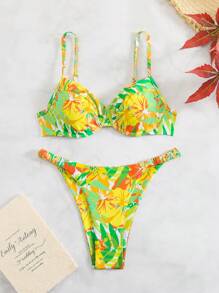Swim Vcay 女士花卉印花比基尼泳装套装，适合度假海滩 - 彩色 - 查看 1