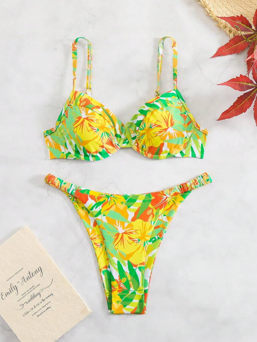 Swim Vcay 女士花卉印花比基尼泳装套装，适合度假海滩 - 彩色 - 查看 1