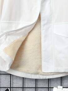 SHEIN Tween Boy Cartoon & Letter Graphic Hooded Thermal Lined Coat - White - View 7