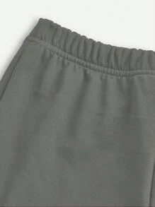 SHEIN Leap Crew 2pcs/Set Young Girl Casual Minimalist Round Neck Short Sleeve T-Shirt And Pants Set, Suitable For Summer