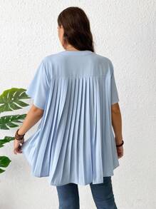 SHEIN Clasi Camicia da donna casual ed elegante con pieghe di taglie comode