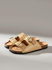 Solecia Sandalias planas cómodas con dedo del pie abierto y tiras de amarre para mujer, de color marrón, para uso casual de verano en resort