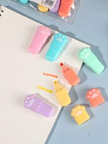 6pcs/Set Cute Cartoon Highlighter Pen Mini Fluorescent Pen Student Drawing Watercolor Pen Set