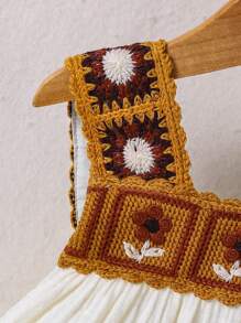 SHEIN Enterizo de ganchillo cómodo y de moda para bebé niña - Multicolor - Ver 5