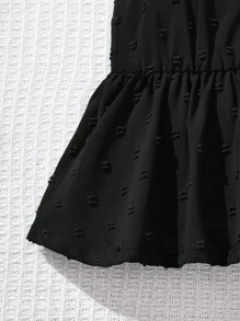 SHEIN LMoss Kids Cute Solid Color Camisole Top And Elastic Waist Pants 2 Pieces Set For Baby Girl, Summer - Black - View 5