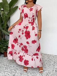 SHEIN LUNE 大码优雅碎花连衣裙，优雅迷人，夏季女士夏装女士早午餐装母亲节教堂装女士 - 彩色 - 查看 6