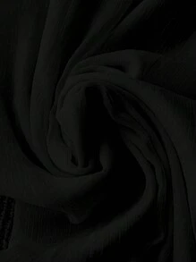 Franclia 女式夏季杏色透明雪纺高腰宽松裤，新款时尚褶皱喇叭裤，优雅垂坠 - 黑色 - 查看 4