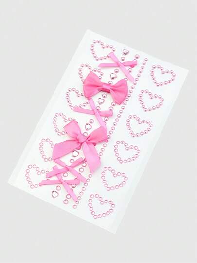 Kawaii 1 pieza Joyas faciales con forma de mariposa y corazón brillante