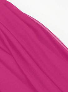 SHEIN Unity Plus Size Women Chiffon Solid Color A-Line Skirt - Hot Pink - View 6