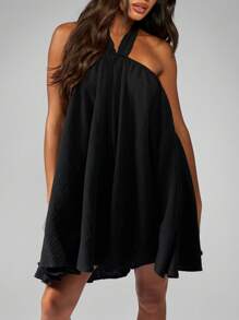 MISSGUIDED 露背迷你连衣裙 派对 夏季摆裙 宽松飘逸薄纱连衣裙 晚宴 婚礼 宾客 海滩 度假 服饰