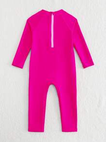 SHEIN Baby Girl Colorblock Unicorn Print One-Piece Swimwear (Placement Print) - Hot Pink - View 2