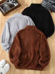 Conjunto de 3 piezas de chaquetas de forro polar con cremallera y cuello alto con parches para niños preadolescentes, lleve 2 y llévese 1 gratis, ideal para viajes, escuela, uso diario, vacaciones, deportes, primavera, verano, otoño e invierno