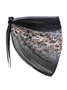 Swim Vcay Beach Vacation Printed Chiffon Cover-Up (Random Print) For Summer - Black - View 2