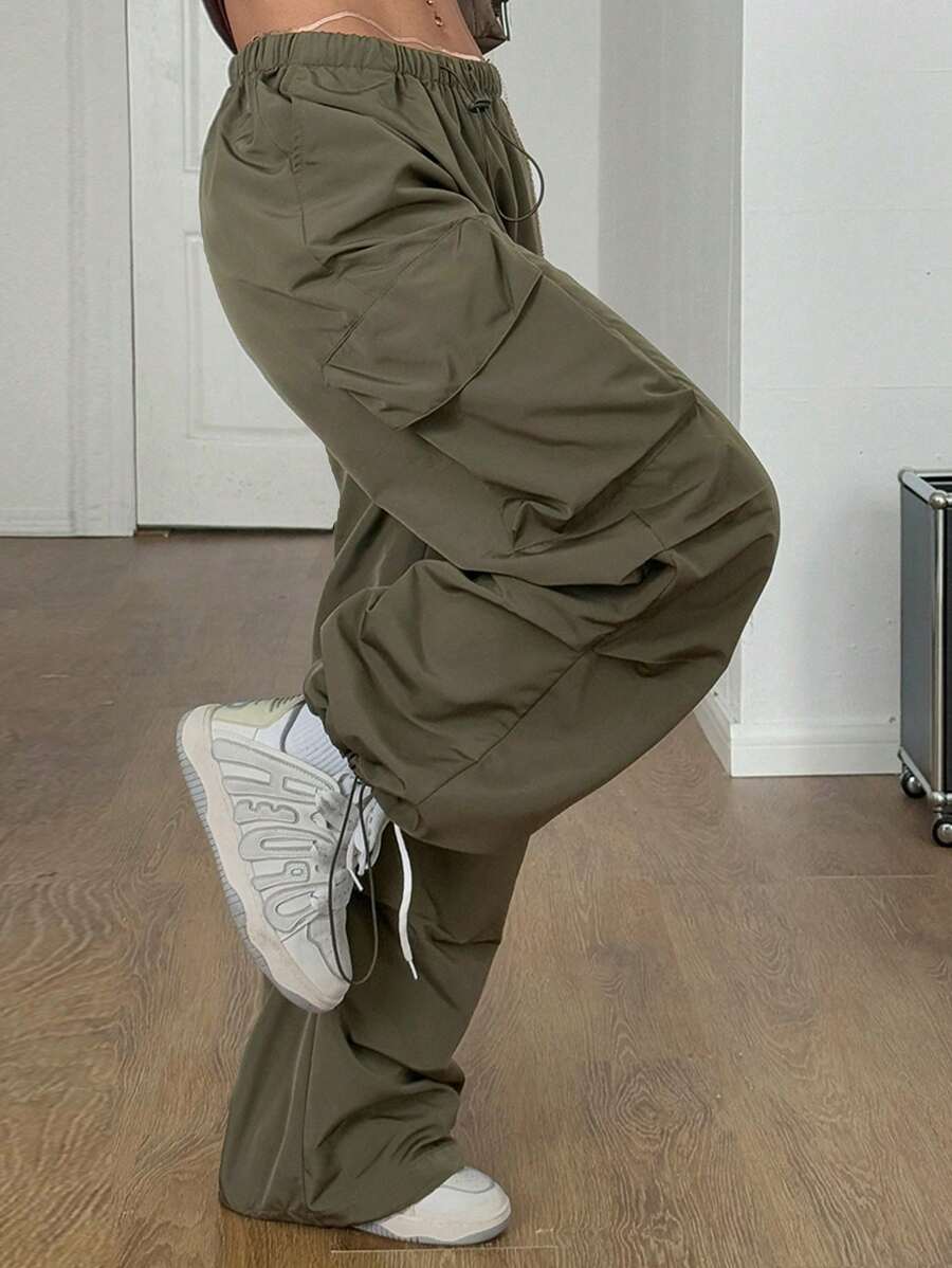 Coolane 女士夏季街头复古西部风 Y2K 低腰降落伞工装裤