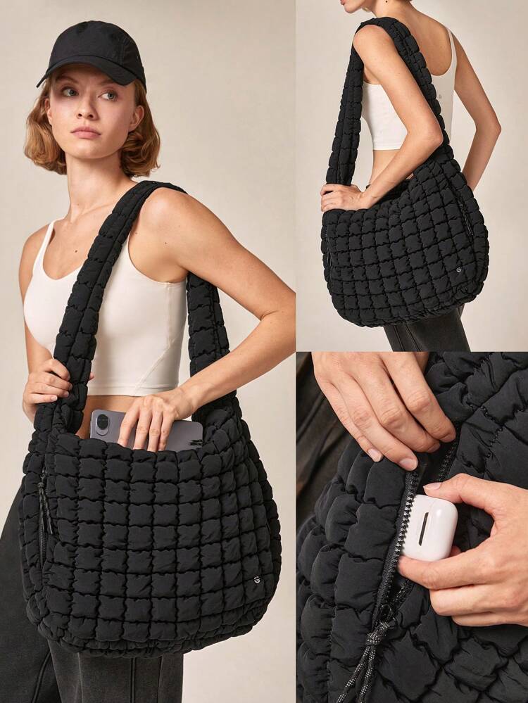 Quilted Water-Resistant Carryall Shoulder Bag  Spring Summer
