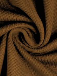 Men's Button Collar Polo Shirt With Shield Print Short Sleeve Top - Coffee Brown - View 4