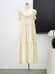 Breezaya Fashion Vacation Style Women' Mid-Length Cami Dress - Apricot - View 1