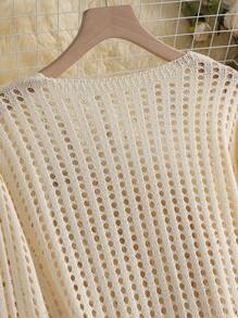 Breezaya Women's Casual Retro Hollow Tassel Knit Cardigan - Khaki - View 7