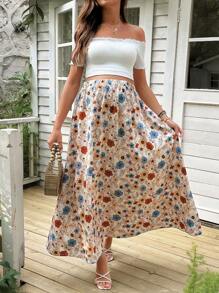 SHEIN Gonna a-line ampia in stile casual floreale per la maternità