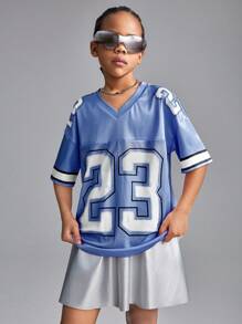Coolane Kids Camiseta deportiva de manga corta con parche de malla para niñas preadolescentes en primavera/verano