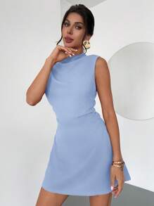 Firerie Vestido mini con volantes y línea A, uso diario elegante, sencillo, delicado, romántico y dulce, para uso de oficina, boda, fiesta, festival de música, vacaciones, con chaleco rojo