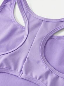 Tween Girls' Casual Sports Yoga U-Neck Backless Jumpsuit Set, Spring/Summer - Mauve Purple - View 3