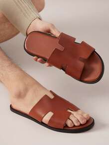 SHUZIA Dép xỏ ngón màu nâu bền chắc gia cố bằng PU dành cho nam được săn đón nhất - Phần trên có kết cấu cao cấp & Đế chống trượt, Quà tặng Ngày của Mẹ mùa xuân năm 2025 - màu nâu - Xem 4