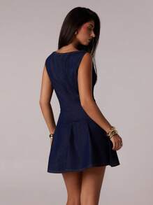 Avantive Spring&Summer Women Romantic/Prom/Formal/Birthday/90s Clothes/Business Casual Woman/Elegant/Western Wear/Going Out/Fashion/Casual/Y2k Clothes/Club/Office /Cocktail/Vintage/Bodycon/Rave Outfits Festival/Funny/Classy/Old Money/Streetwear/Vacation Outfits/Country Concert Outfit/Work Clothes /Modest/Spring Break/Bachelorette Outfits/Concert/Baddie/Basic/Graduation/A Line//Cowgirl Outfits/Mini Denim Dress - Blue - View 2