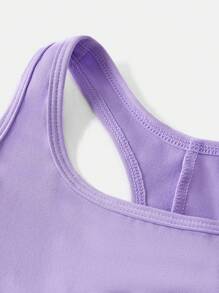 Tween Girls' Casual Sports Yoga U-Neck Backless Jumpsuit Set, Spring/Summer - Mauve Purple - View 4