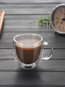 1PC 双层隔热玻璃杯带手柄，高硼硅玻璃咖啡杯，透明简约鸡尾酒杯，创意时尚双层杯，非常适合咖啡、茶、牛奶、果汁、鸡尾酒、生日礼物、新年礼物 - 彩色 - 查看 9