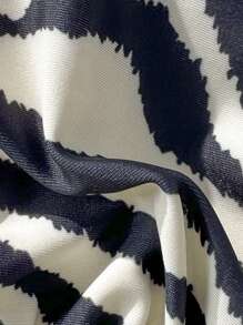 Swim Vcay Zebra Print Metal Decor Bikini Top For Summer Beach Vacation