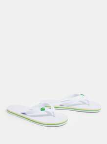 Grefit Color Block Print Flip Flop Sandals With White Sole, Suitable For Home & Outdoor Wear Beach Outfit - White - View 4