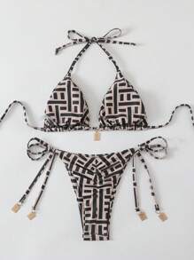 Swim Chiccia Springbreak 女式夏季随机花卉印花金属装饰复古两件套细肩带比基尼套装 - 彩色 - 查看 2