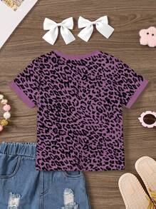 Young Girl Casual Simple Round Neck Short Sleeve T-Shirt, Suitable For Summer - Multicolor - View 3