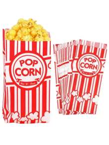 50pcs Paper Popcorn Bags For Party Popcorn Container Pop Corn Bags Bulk For Popcorn Machine Accessories Supplies School Supplies Food Bag Food Box Suitable For Candy Chocolate Cookies Etc. Valentine's Day, Valentines Wedding, Birthday,School Stuff, Kitchen Decor. - Multicolor - View 10