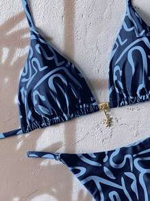 Swim Chiccia Conjuntos de bikini sexy de un solo color con tirantes de espagueti, para vacaciones de primavera, ropa de playa para mujeres