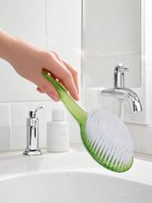 Cepillo de baño de mango extra largo (14.37 pulgadas) para fregar la espalda, cepillo exfoliante de ducha con cerdas suaves y agarre antideslizante, escobilla corporal para áreas de difícil acceso, pies y hombros, artículo de aseo esencial para el hogar, baño, cuidado de ancianos y spa (azul claro, refresco de verano)
