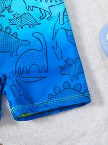 1件男婴渐变恐龙印花拉链连体泳衣（兄妹装，2件套单独出售） - 彩色 - 查看 5