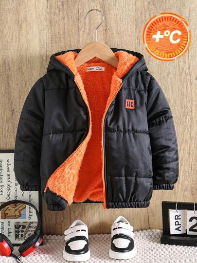 一件装 男童休闲学院风舒适时尚简约实用百搭柔软舒适彩色拼接装饰加厚保暖羽绒服，冬装外套，绗缝外套，返校日常穿着，适合上学、旅行、运动以及秋冬季穿着。