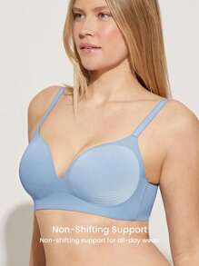 LUVLETTE Dream Curve Support+ Blue Wireless Push Up T-Shirt Basic SizeFreedom Bra No Show Underwear Comfortable Must-Haves