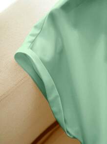 Franclia Women's Lapel Short Sleeve Casual Cinched Waist Waist Midi Dress, White, Commute Suitable Summer