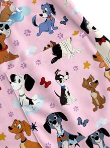 PopScrub Casual Cute Cartoon Puppy Print Scrub Top, Suitable For Summer, Plus Size - Multicolor - View 3