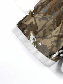 SHEIN Young Girl Casual Comfortable Ruffled Waist Multicolor Denim Shorts,Holiday,Summer,Travel - Multicolor - View 3