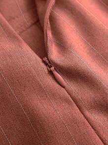 Franclia French Style Casual Versatile Striped Loose Khaki Wide Leg Pants, Bermuda Shorts For Women, Spring/Summer - Rust Brown - View 3