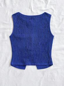 Soleia Casual Colorblock Bowknot Open Vent Tank Top, Simple & Fashionable Design Suitable For Summer - Royal Blue - View 2