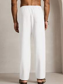 Manfinity VCAY Herren gewebte Lässig lose gerade Bein Hose mit Kordelzug Taille in Einfarbig