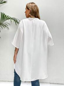 SHEIN Essnce Plus-Size Blouse, Asymmetric Blouse, White Blouse, Loose And Comfortable Blouse, Spring Vacation Blouse, Spring Outing Blouse, Ladies' Outings Blouse,Going Out Tops Women Cute Tops Summer Outfits For Women Cute Summer Tops
